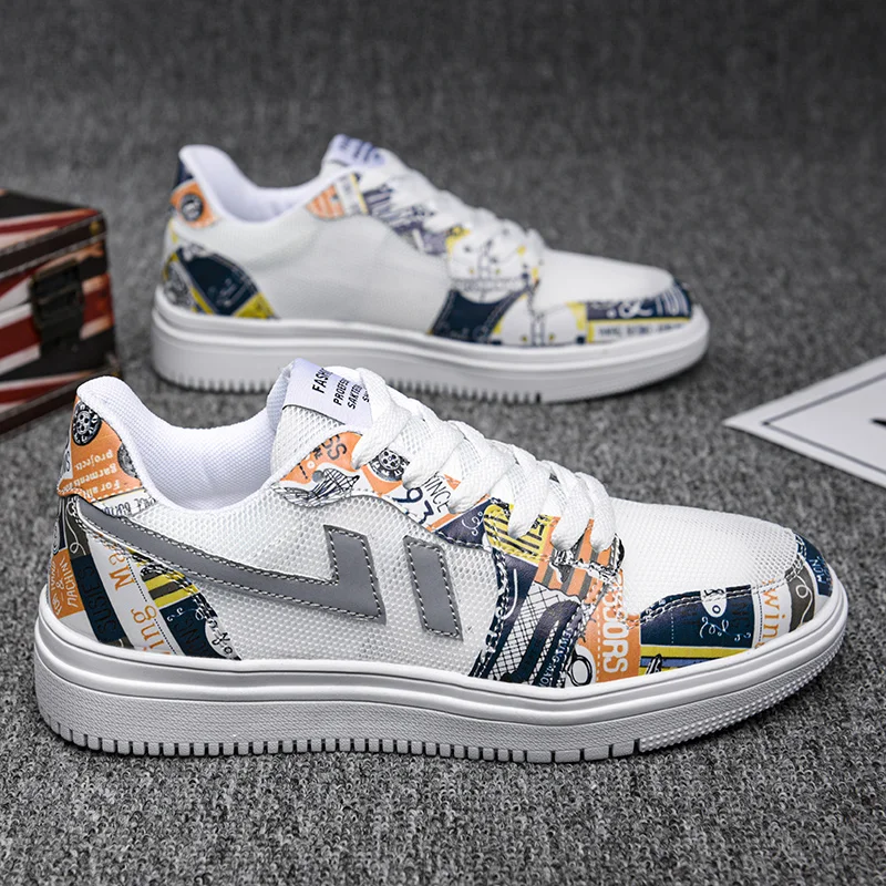 

aj men's shoes summer breathable thin section floral mesh small white board shoes trend youth low-top casual shoes