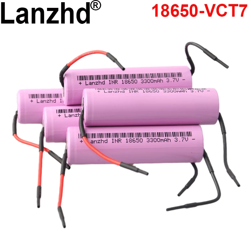 

8-40PCS Lithium Li ion 3.7v 18650 For samsung batteries 18650 Rechargeable battery DIY with wire original 3300mAh 10A VTC7 35E