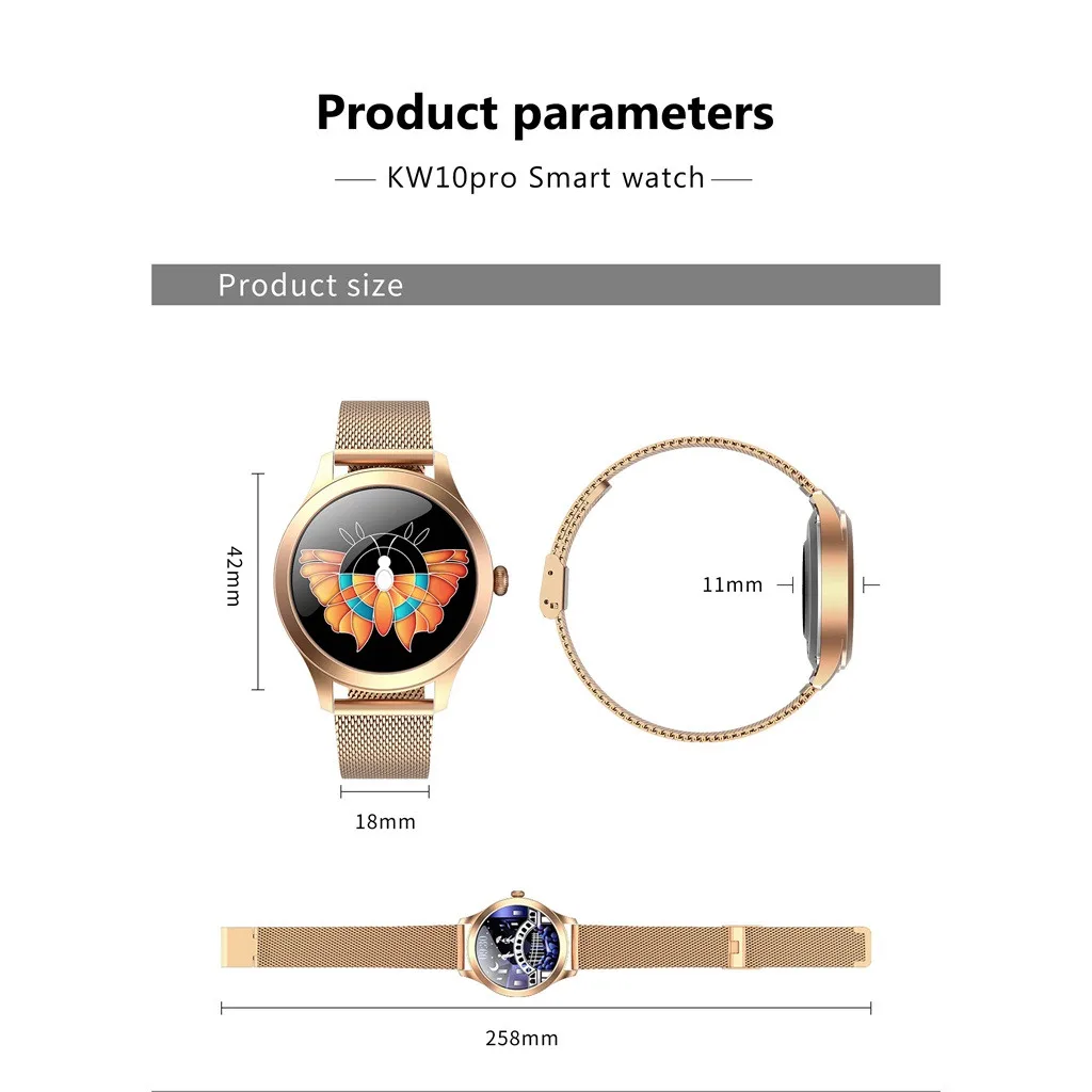 Kw10pro Women Sport Smart Watch Ip68 Waterproof Blood Pressure Heart Rate Monitor Bracelet Alarm Remotely photograph | Электроника