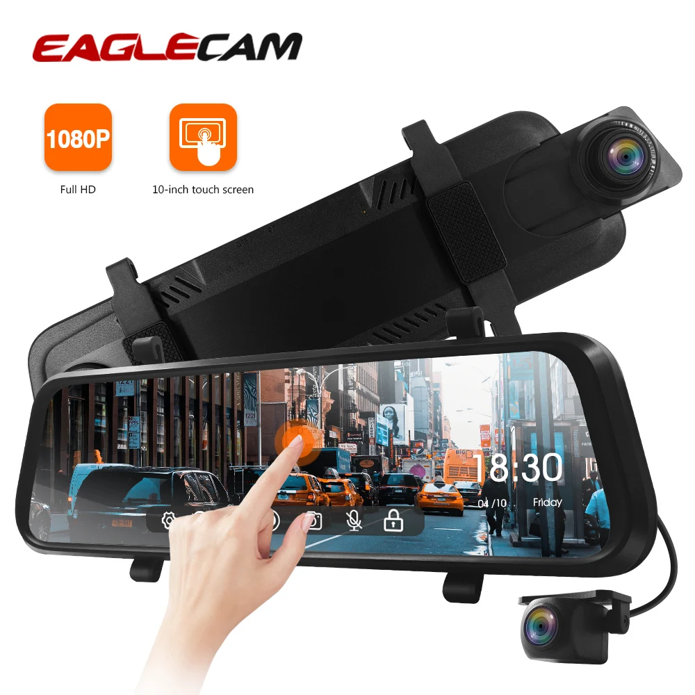 Автомобильный видеорегистратор зеркало заднего вида с сенсорным экраном 10