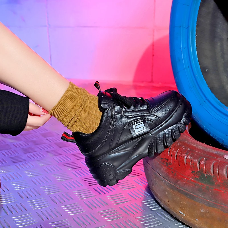 Женские белые кроссовки на платформе повседневная женская обувь в Корейском