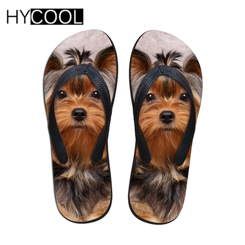 HYCOOL/Новинка; Модные женские Вьетнамки без шнуровки; милые летние женские шлепанцы с изображением мопса; женская пляжная обувь на плоской подошве с объемным рисунком Хаски; - Цвет: 3075AB