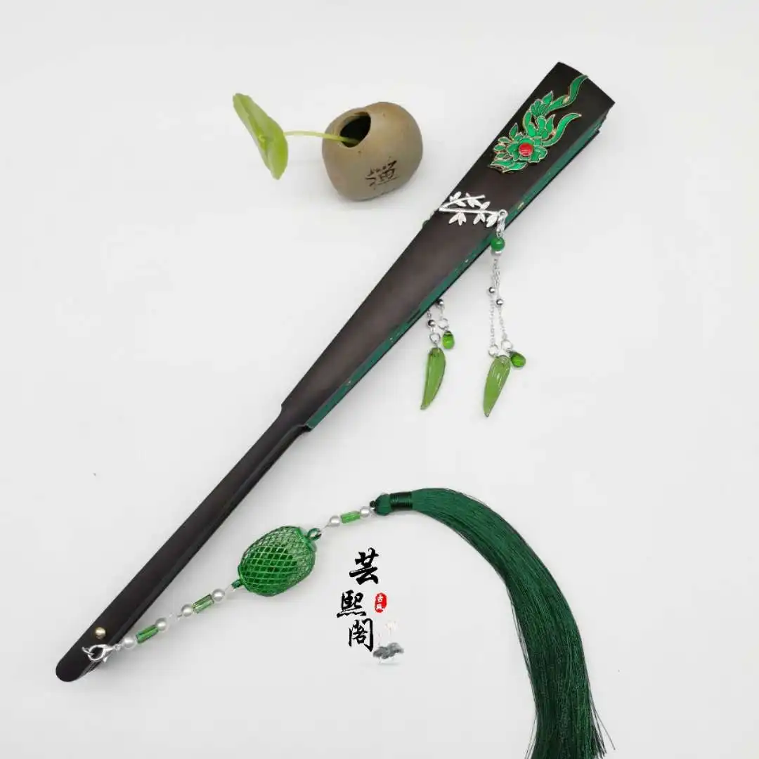 

Anime Tian Guan Ci Fu Qi Rong Folding Fan Handheld Folded Antiquity Cool Cloth Fan Dance Hand Fan Cosplay Shooting Props