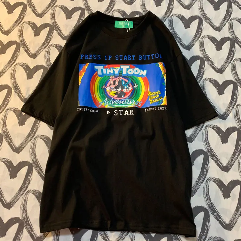

Vintage Fun Cartoon T Shirts Women Fashion Streetwear Oversized Tshirts 2021 Summer New Plus Size Tops Kawaii Teens Clothes Tees