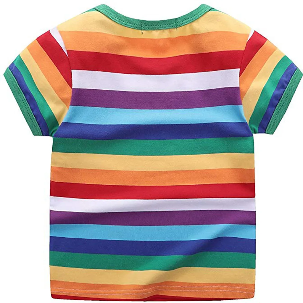 Одежда с короткими рукавами и радугой для маленьких девочек Удобные топы Зимняя