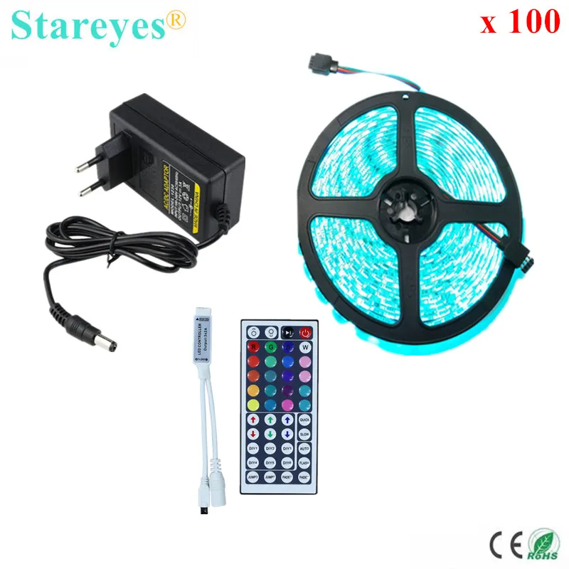 100 наборы для ухода за кожей SMD 5050 60 светодиодный/m RGB светодиодный лента 5 м 300 IP65
