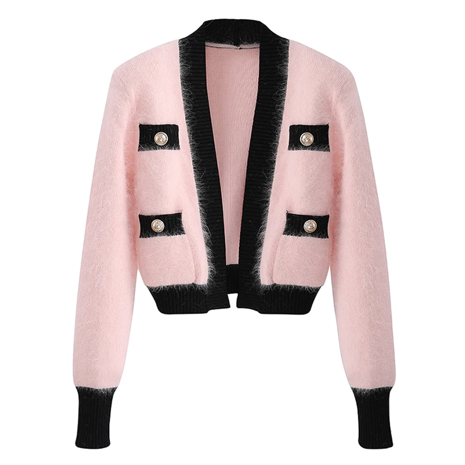 Женские кардиганы в японском стиле милый розовый вязаный мохеровый свитер