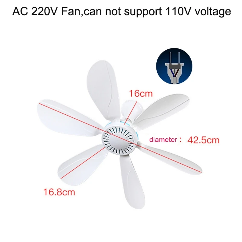 

16.7inch AC 220V 10W Ceiling Fan with ON OFF Switch Energy Saving Cooling Hanging Fan,Can not Support AC 110V
