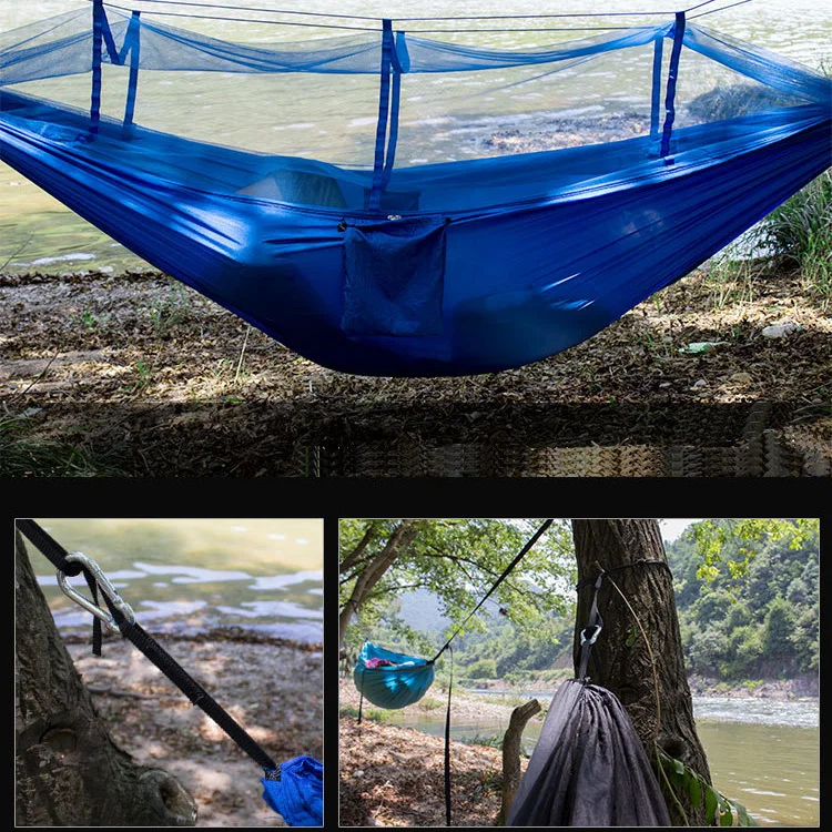 Портативный нейлоновый гамак с москитной сеткой 260*140 см | Спорт и развлечения