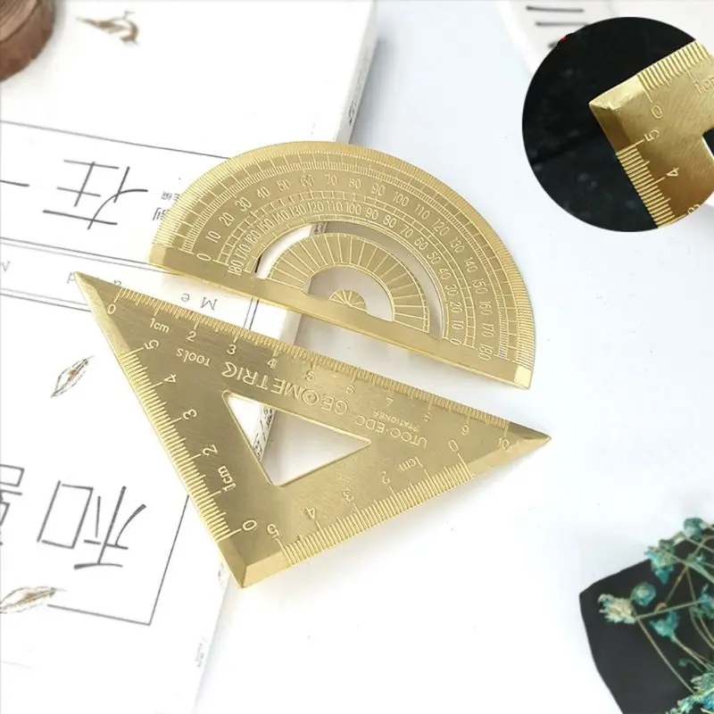 

2021 New Brass Lsosceles Triangle Ruler Drawing Painting Measuring Tool Cartography Math