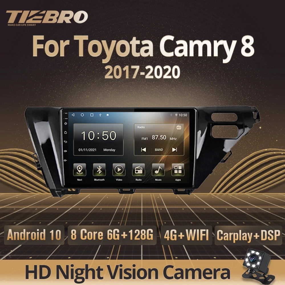 

Tiebro For Toyota Camry 8 Car Radio 2017-2020 2DIN Stereo Receiver Android10.0 Auto Radio GPS Navigation Car Stereo Android Auto