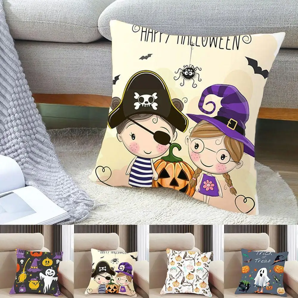 

Halloween Style Decorative Cushion Cover Horror Pattern Decoration Holiday Room Pillowcase Polyester Pillowcase Home Sofa W6X6