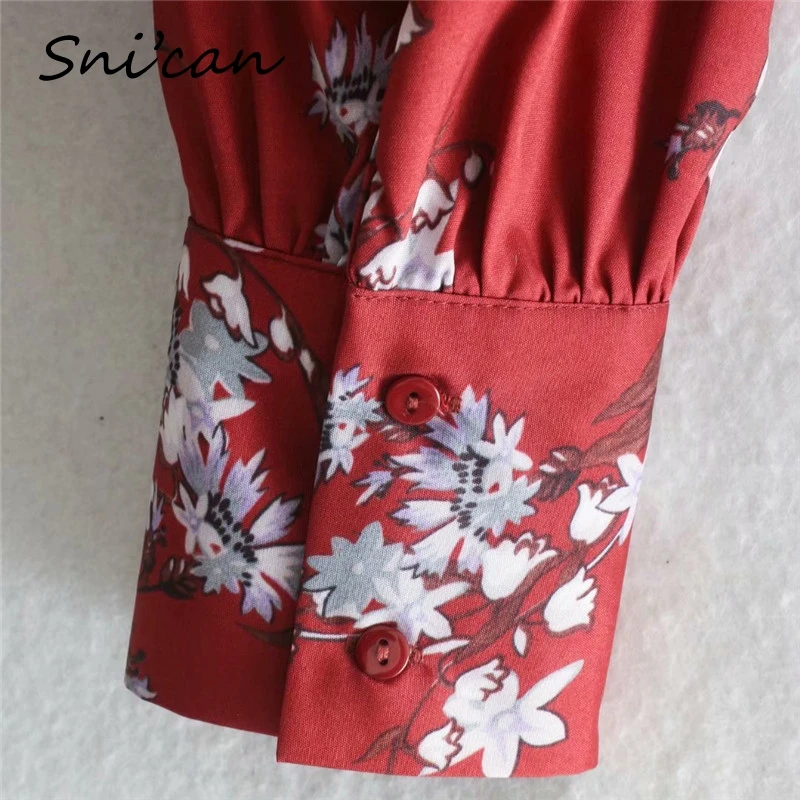 

Snican Red Flower Print Chiffon Shirts Spring Fashion Office Ladies Blouse Za Women Tops Chemisier Femme Ladies Tops 2021 Blusas