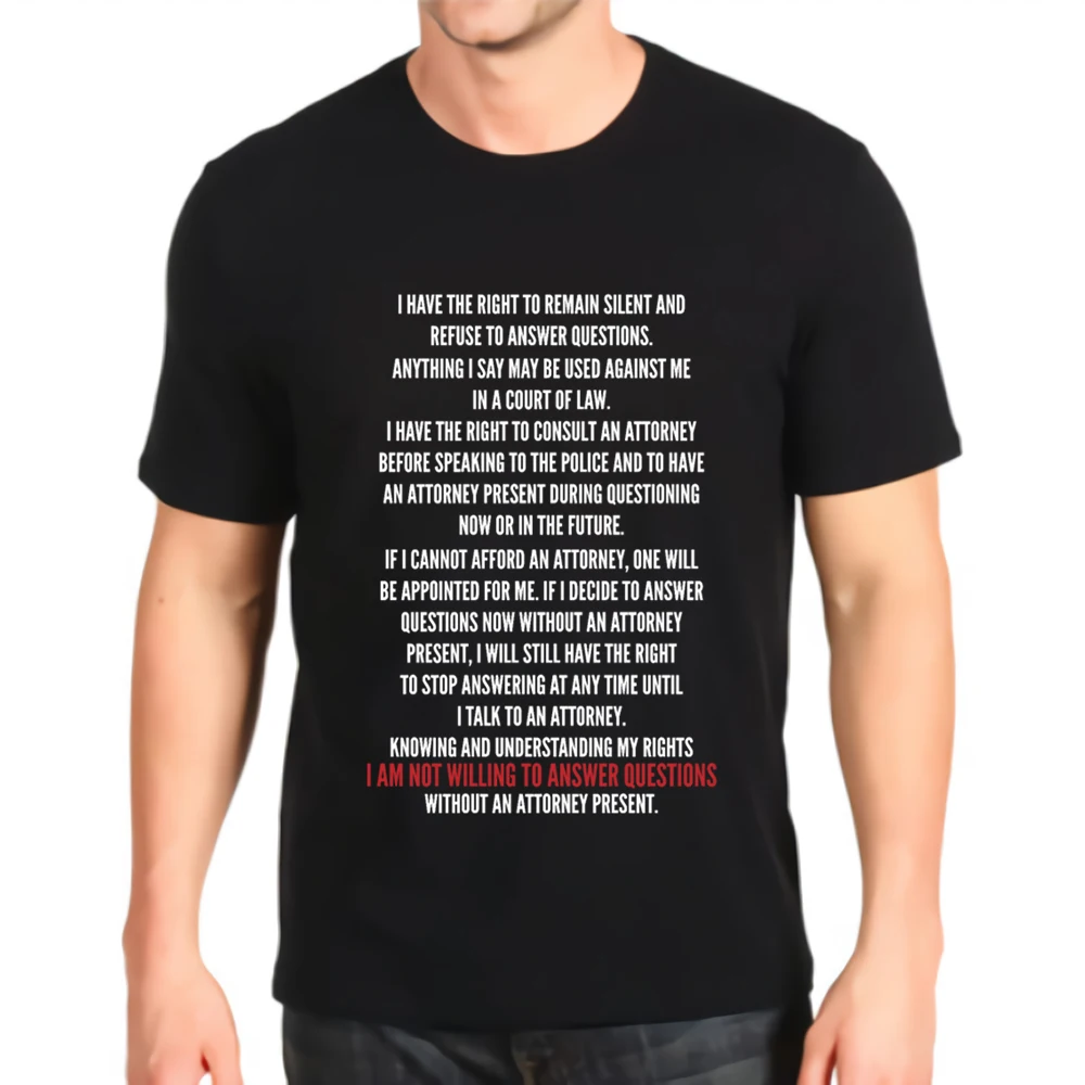 Фото Новая модная печатная футболка с надписью right to Stay silent предупреждающая защита топ