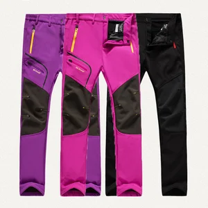 Женские зимние Походные штаны для лазания, походов в холодные дни, лыж, флисовые штаны большого размера d размера плюс, Водонепроницаемые Софтшелл, уличные штаны, теплые