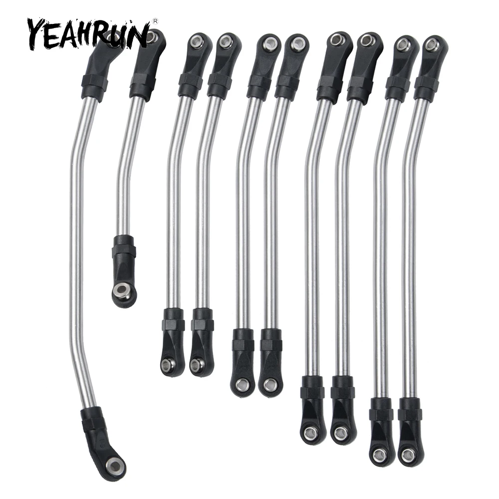 

YEAHRUN 10Pcs Metal Upper & Lower Linkage Link Rod with Plastic Ball End for Axial SCX10 II 90046 313mm 1/10 RC Crawler Car Part