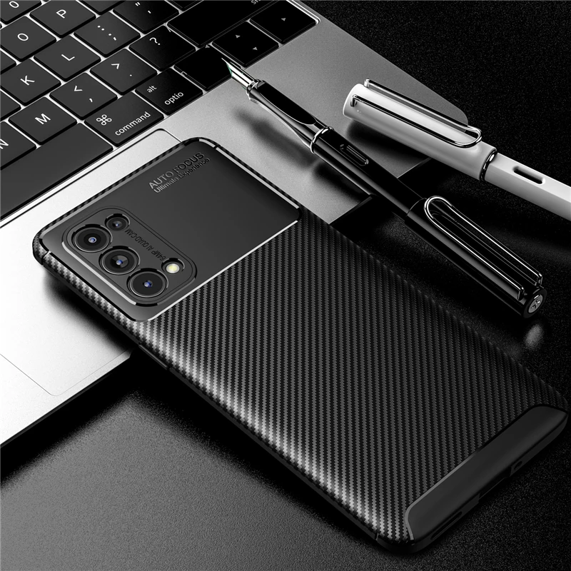 

For Oppo Reno 5 Pro 5G Case Bumper Silicone Carbon Fiber Shockproof Back Cover For Oppo Reno5 Pro 5G Case For Oppo Reno 5 Pro 5G