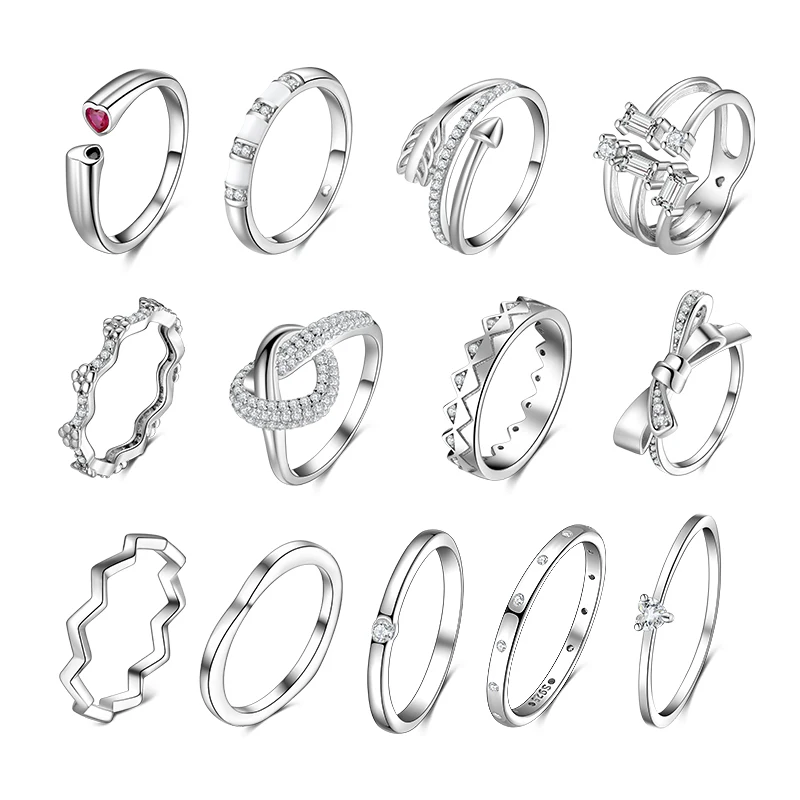 

Праздничные подарки 925 стерлингового серебра CZ и белой эмалью цветы, кольцо с сердцем на палец, модные, элегантные кольца 2021 для женщин ювели...