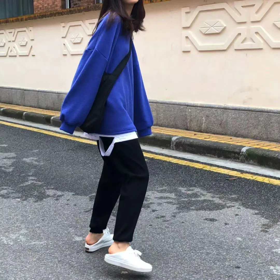 Свитшот женский голубой с имитацией двух предметов в Корейском стиле | Женская