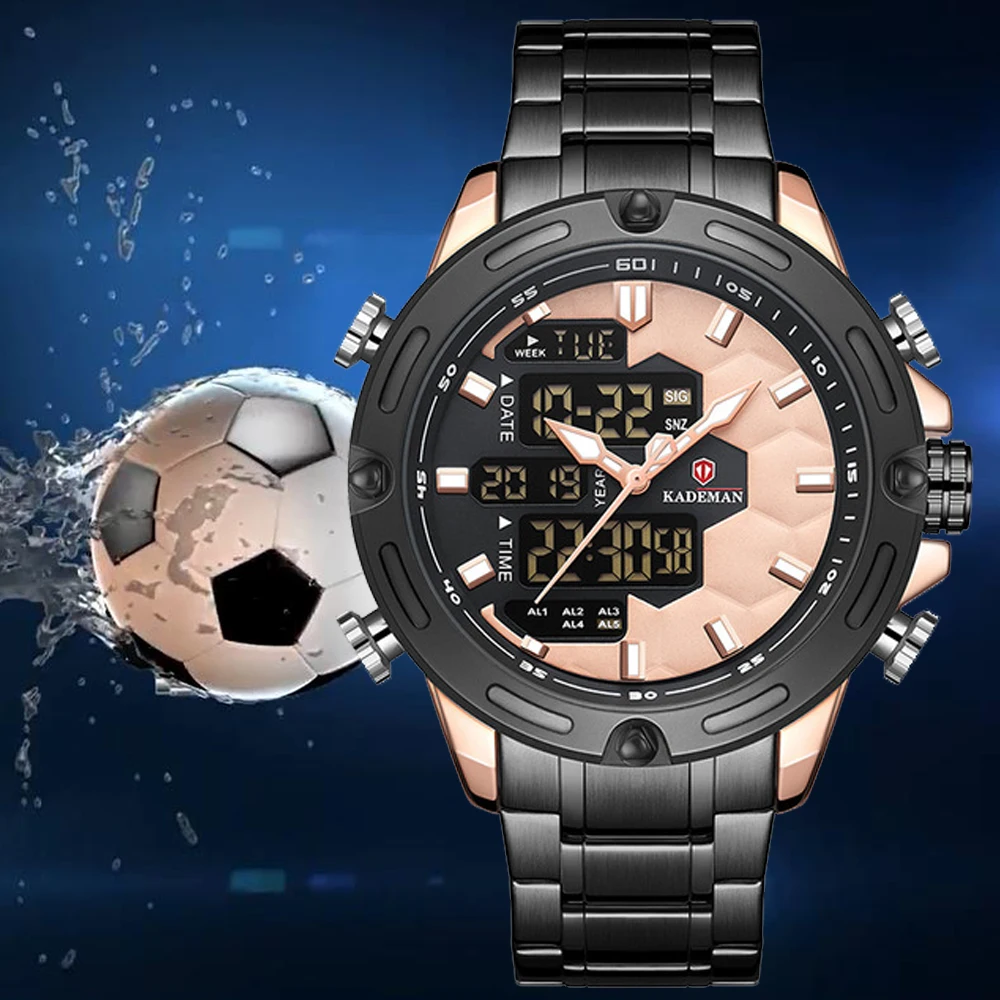 Роскошные брендовые стальные часы мужские спортивные водонепроницаемые