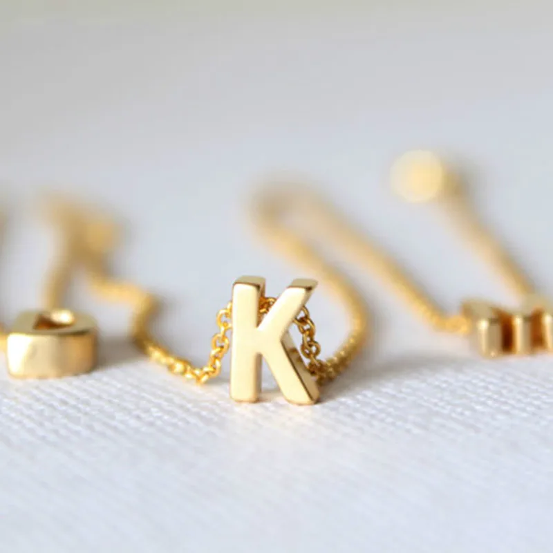 

Cute Fashion Gold Silver Initial Name Necklace Simple Letter Long Chain Pendant Necklaces for Women Girls Birthday Gift