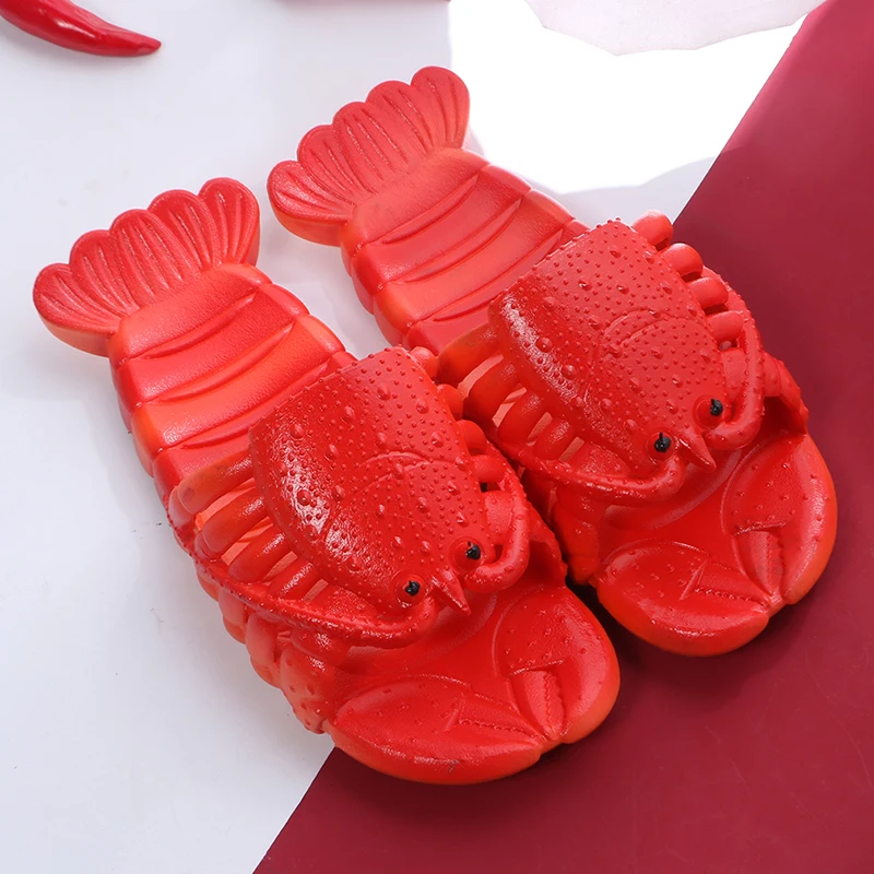 

Flat Beach Slipper For Women Funny Lobster Slippers Couple New Arrivals Non-slip Women's Summer Shoes Large Size