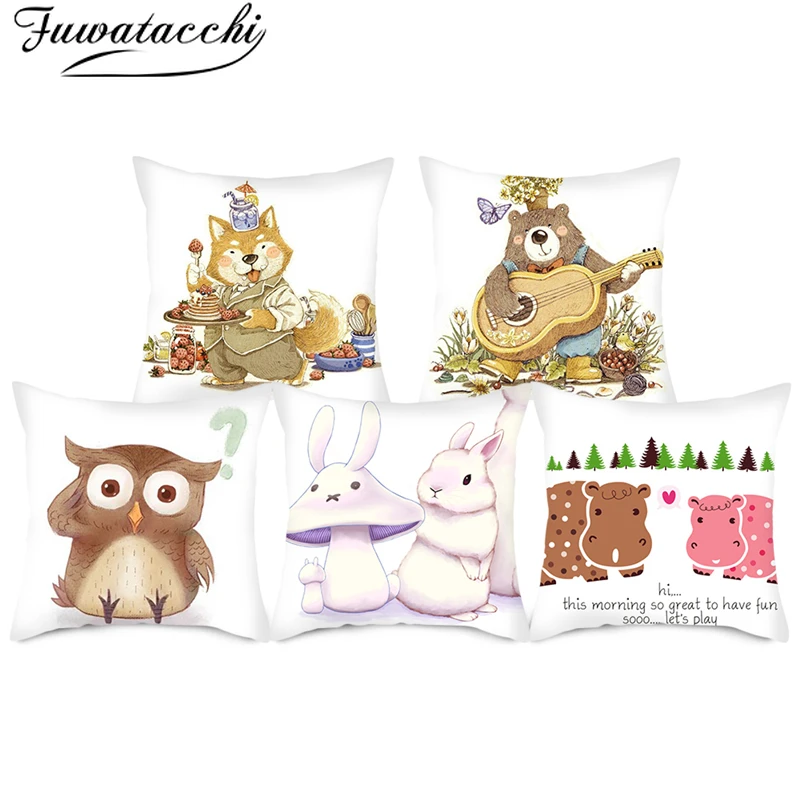 Fuwatacchi кошка изображение лисы чехол для подушки с животным принтом наволочки