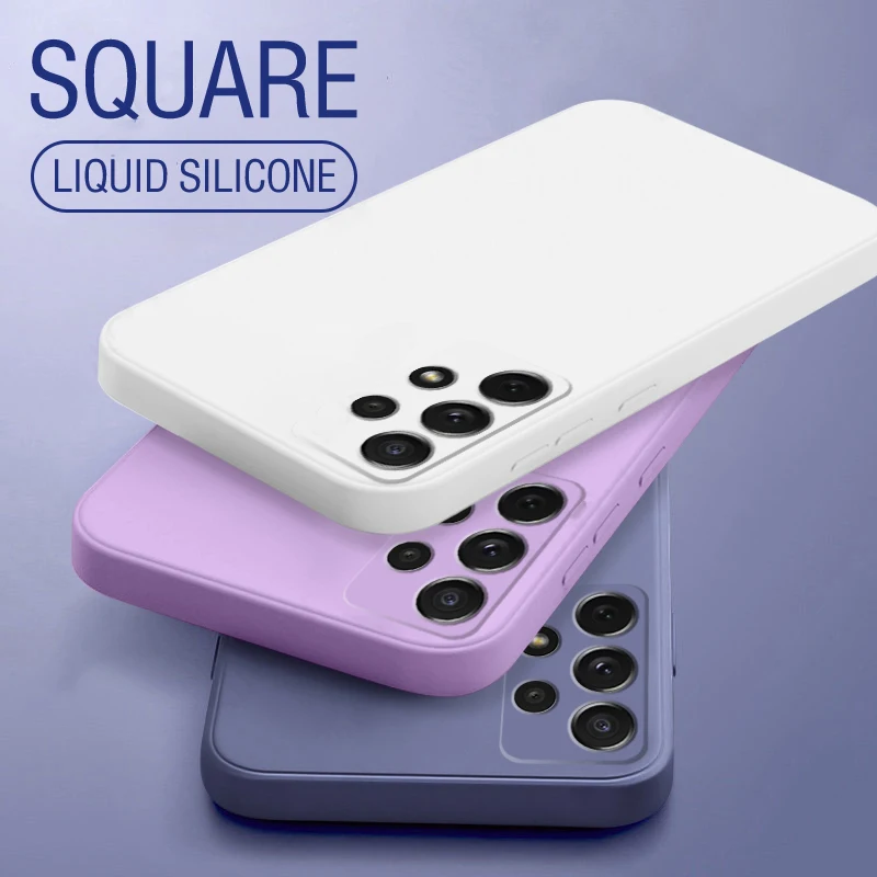 Оригинальный квадратный чехол из жидкого силикона для телефона Samsung A51 A52 A72 A32 A42