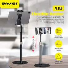 Awei X18 Tablet Desk Holder Mobile Phone Holder Stand for iPhone Xiaomi Phone Holder Foldable Mobile Phone Stand Desk for iPad
