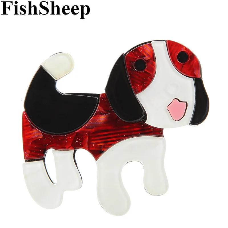 Модные Акриловые броши FishSheep с изображением собаки Бигля для женщин мультяшная