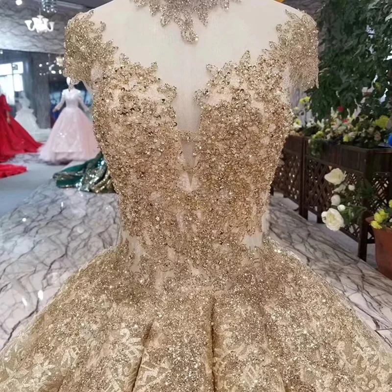 LSS381 Shiny Women Occasion Dress Ball Gown High Neck Cap Sleeve Curve Shape Prom Dress Pleat Skirt Heart Shaped Open Back Dress