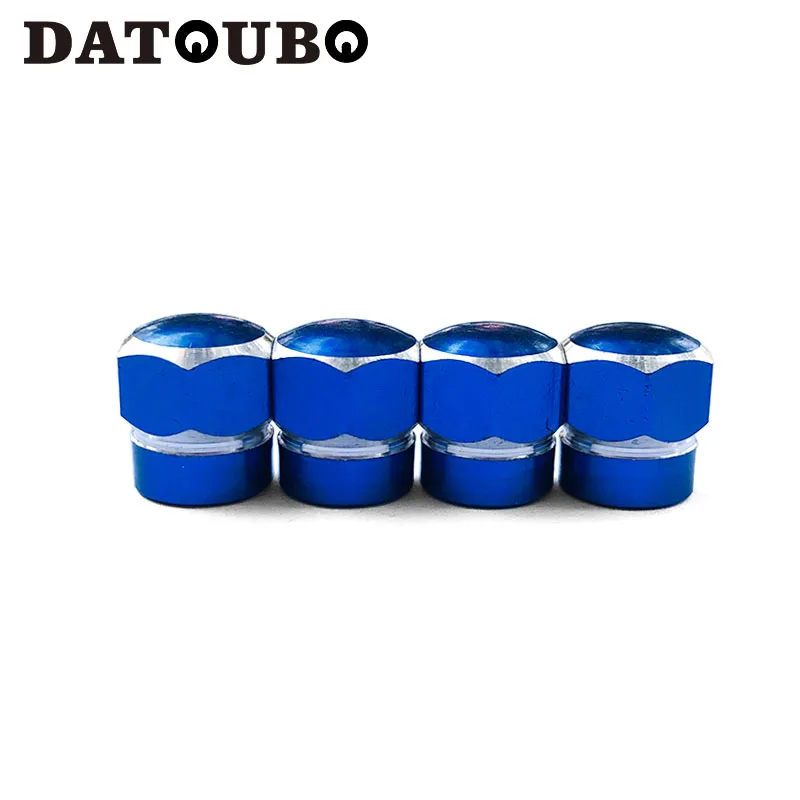4 pcs of Blue DATOUBO 4 шт. алюминиевая крышка клапана для автомобильных шин s Стволовые воздушные колпачки для защиты от пыли обод колеса велосипеда Стержень шины воздушный Алюминиевый клапан крышка - Цвет: 4 pcs of Blue