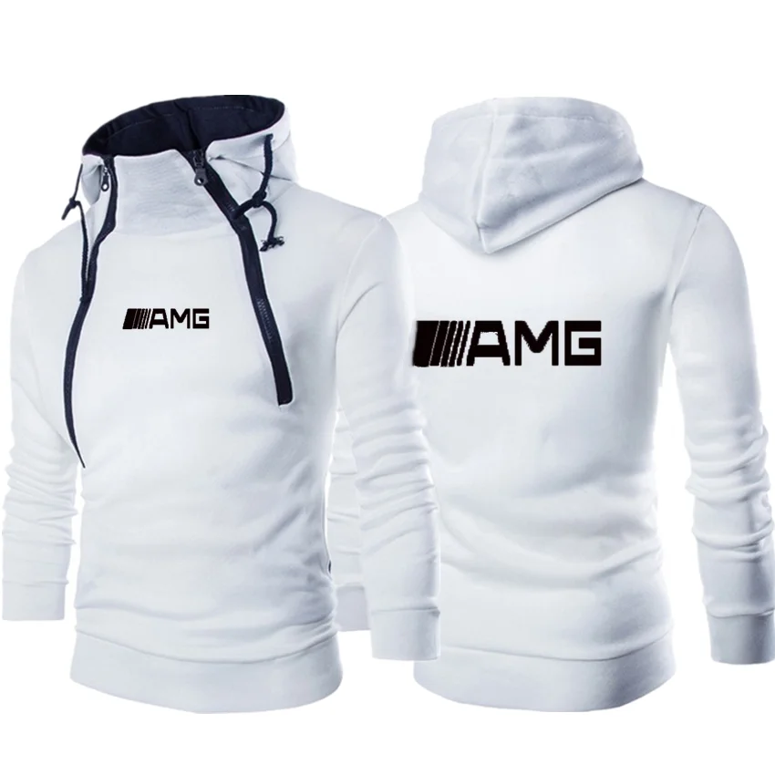 

2021 New Mercedes-Benz AMG Men Double Zipper Cartoon Big Wave Men Sportswear Casual Harajuku Clothing Hip Hop Men Print Pullover