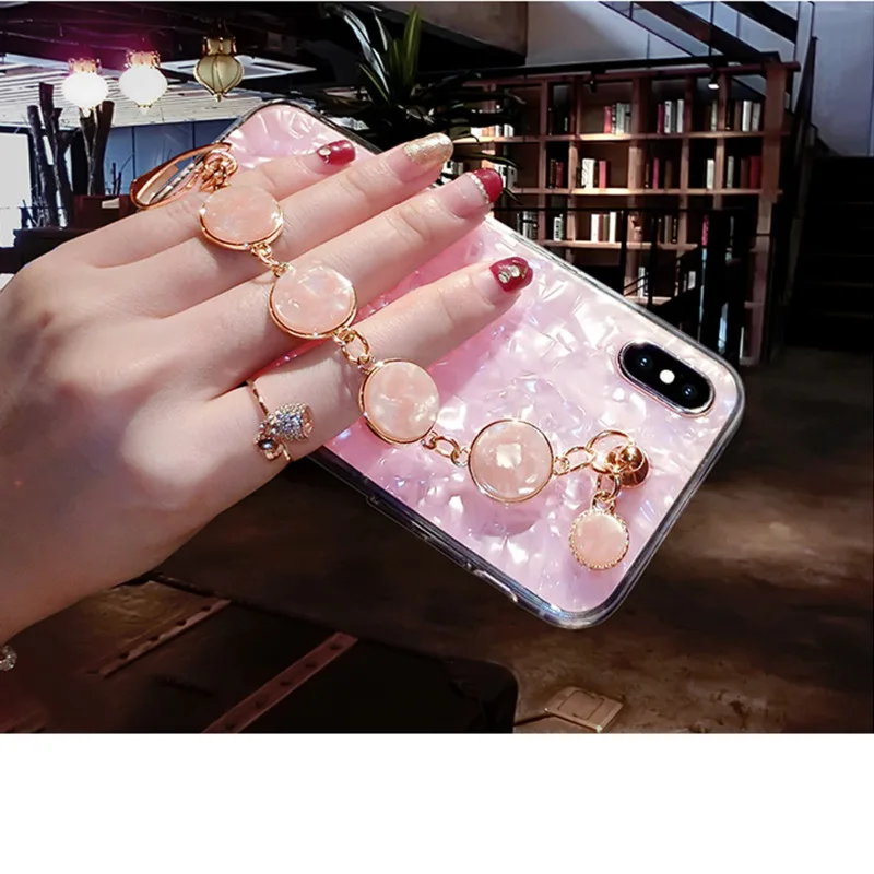 Блестящий чехол для телефона для iPhone XR XS MAX X 8 7 6 6S Plus алмазный браслет для samsung S8 S9 S10 Plus Note 9 8 Мягкий силиконовый чехол