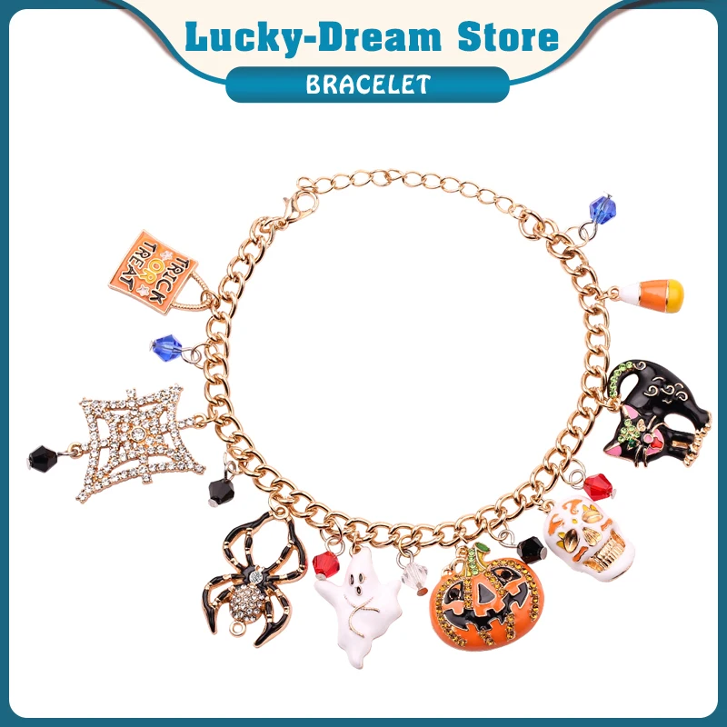 Модный эмалированный браслет в виде тыквы паука призрака кристалла модный