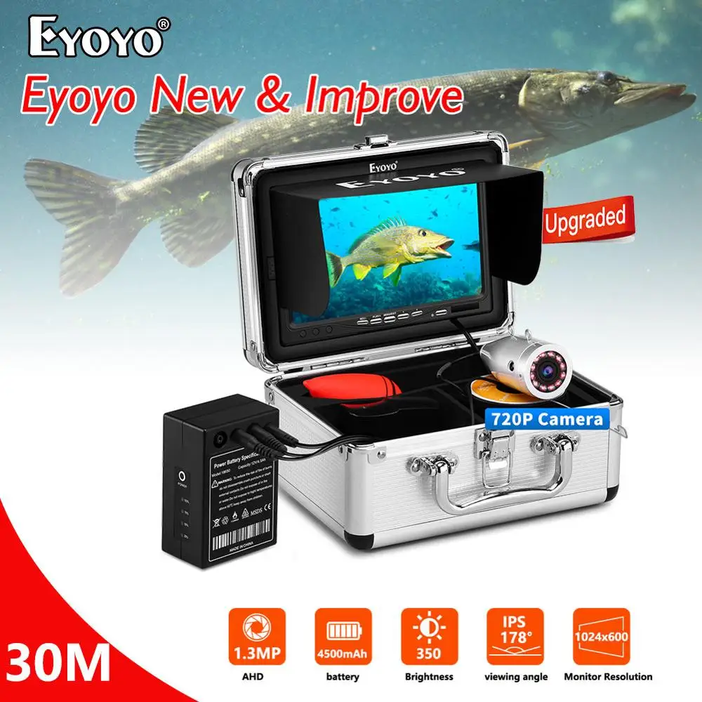 Eyoyo EF07H камера для морской рыбалки 1024x600 IPS 7 дюймов 30 м экран HD рыболокатор 12 шт. ИК