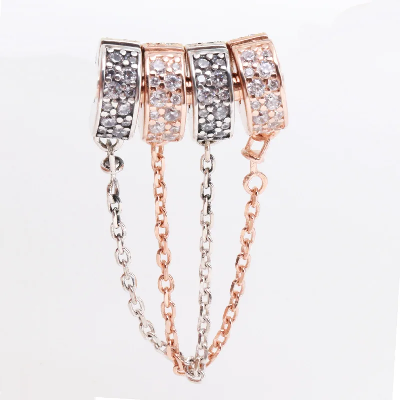 

Lorena Hot Sale 100% 925 Sterling Silver Brilliant sparkle elegant safety chain Charm Fit Original Beads Bracelet Jewelry