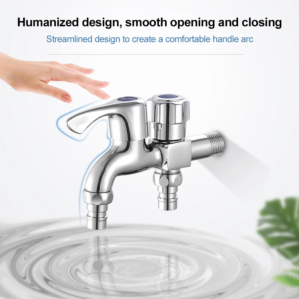 

Washing Machine Tap Wall Mount Chrome Finished Small Tap Decorative Double Garden Faucet Double Using Bibcock Taps Dropshipping