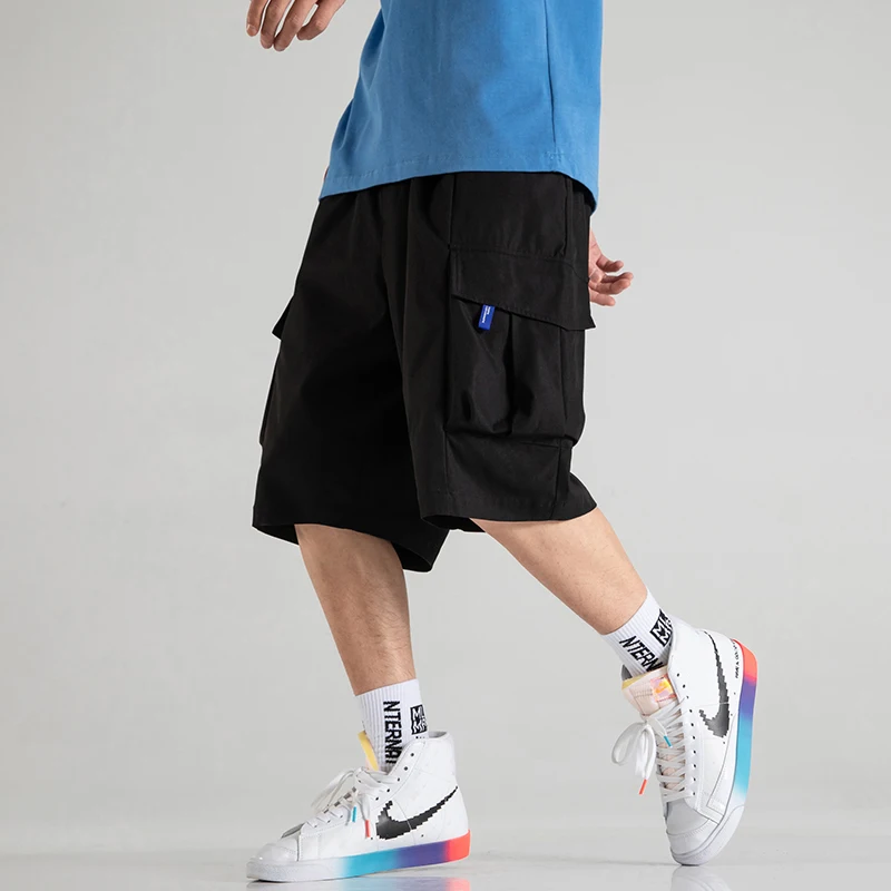 

NEW Summer Shorts Mens Casual Sports Cargo Middle Pants Fashion Solid Color Loose Thin Multi Pocket Sweatpants Men S-5XL