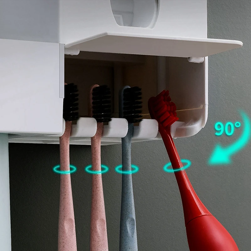 

HOT-netic Toothbrush Rack Bathroom Wall Hanging Punch-Free Storage Rack Automatic Toothpaste Squeezing Device