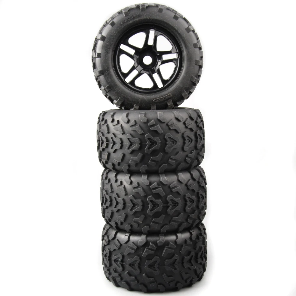 

4 PCS 1/8 Rc Rubber Tires&Wheel Rims Tractor Trailer Climbing Car Rubber Tires for HSP HPI Bigfoot Truck Accessory 17mm Hex