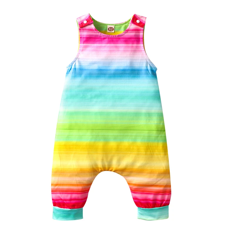

Gradient Color Stripe Sleeveless Romper Newborn Baby Girls Boys Jumpsuit for Toddler Kids Summer Clothes