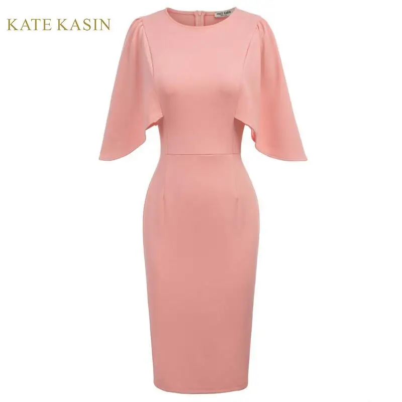 Женское офисное платье футляр Kate Kasin однотонное облегающее карандаш с