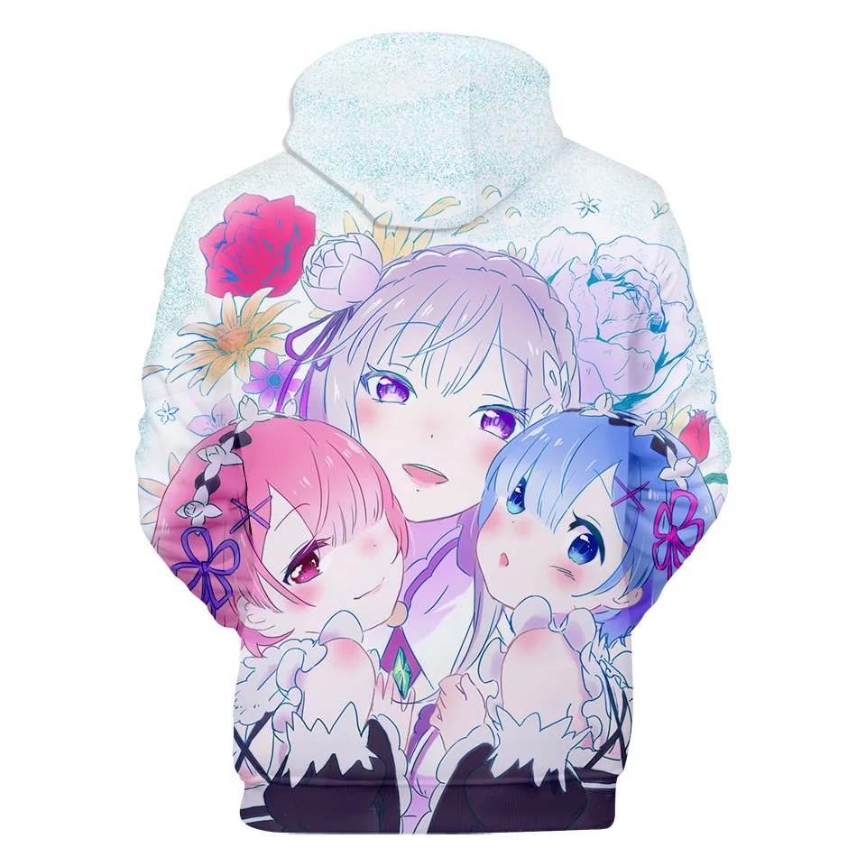 Natsuki Subaru Толстовка Re ZERO пусковая Аниме толстовки Rem Ram для женщин/мужчин Emilia пары Косплей куртка свитер Одежда