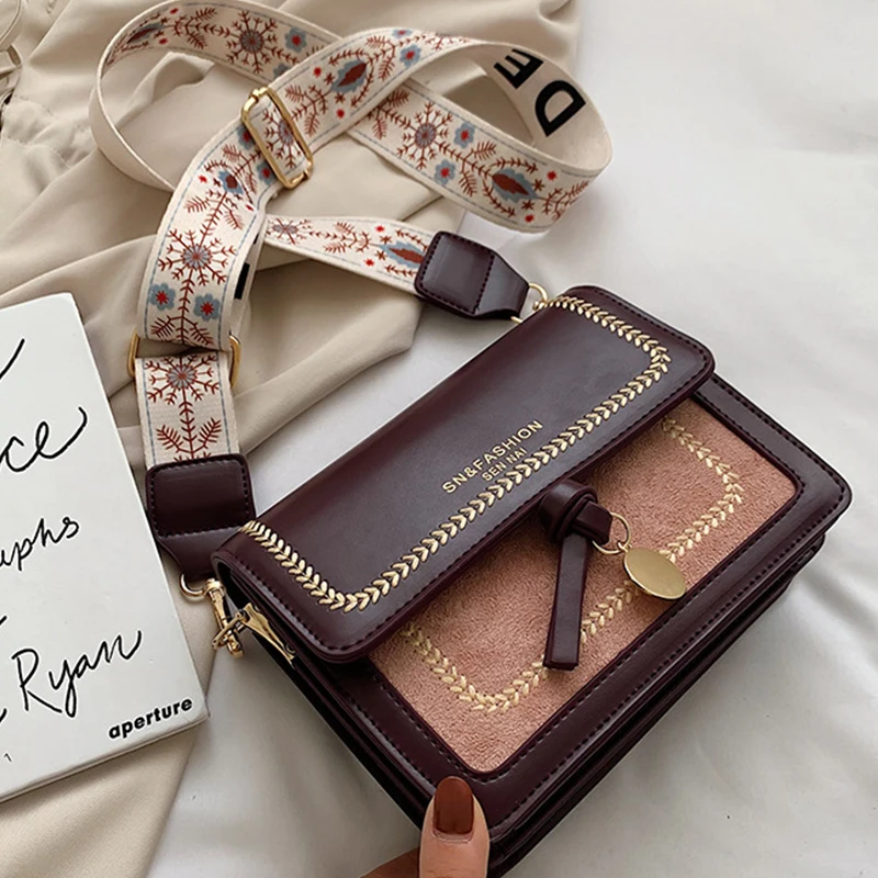 Небольшая Квадратная сумка из искусственной кожи контрастного цвета простая