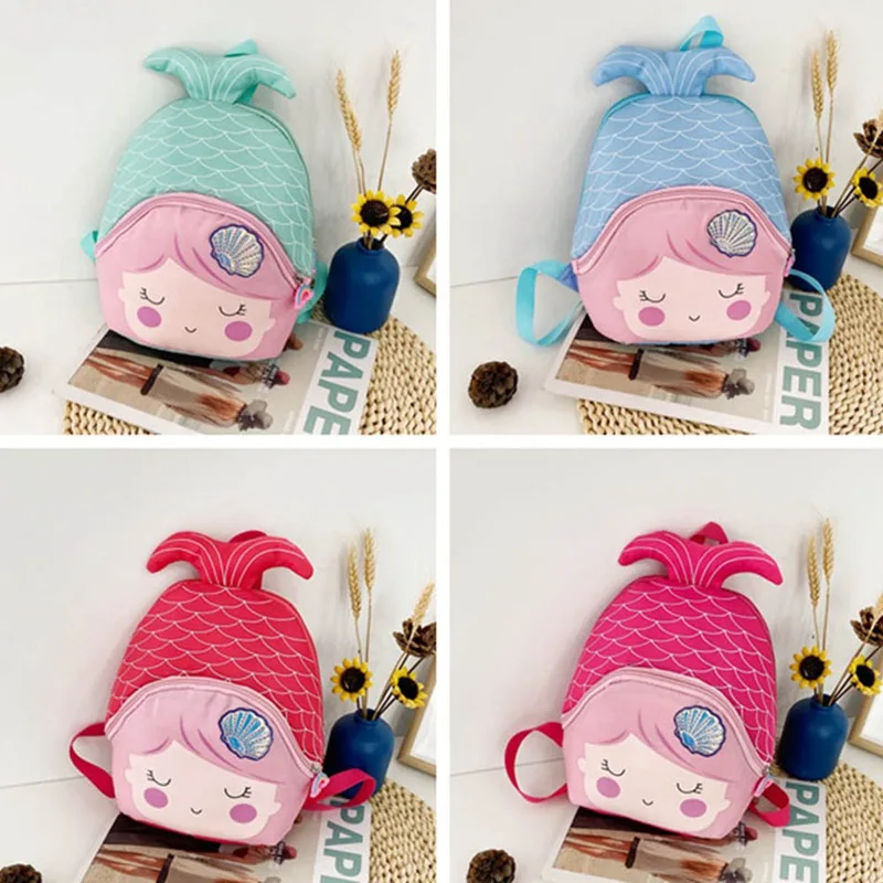 

Kindergarten Cartoon Cute Mermaid Backpack Girls Bag 2021 NEW Children's Zipper Has Compartments School Bag