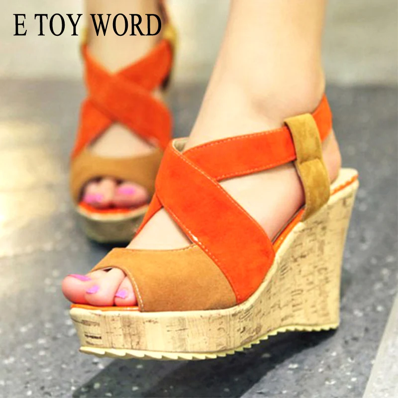 E TOY/сандалии с надписью женские босоножки на танкетке платформе женская летняя