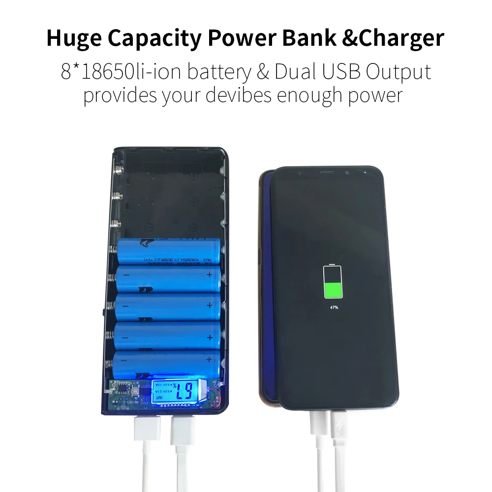 Корпус внешнего аккумулятора с двумя USB-портами и Micro USB 5 В 8*18650 |