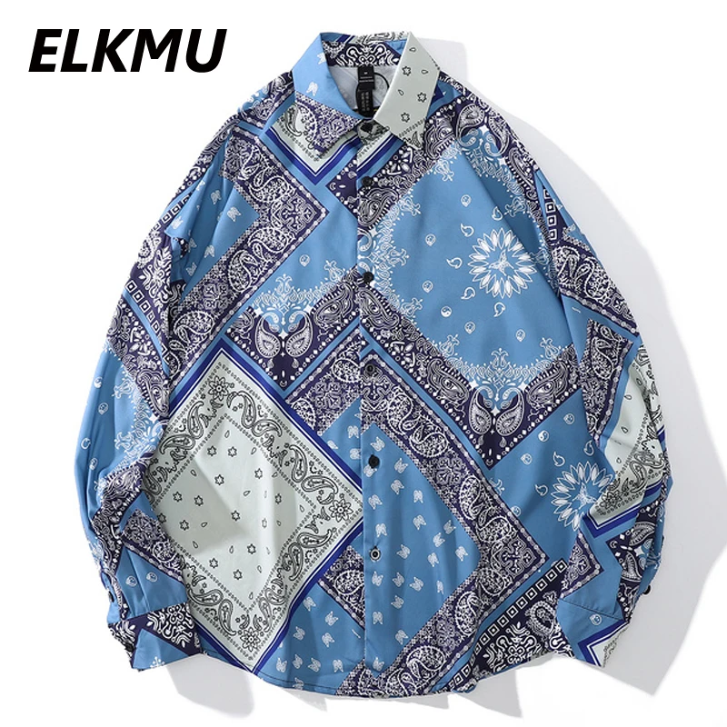 

Мужская Осенняя бандана ELKMU, в стиле Харадзюку, с принтом пейсли, с длинным рукавом, большого размера, в стиле хип-хоп, HM506