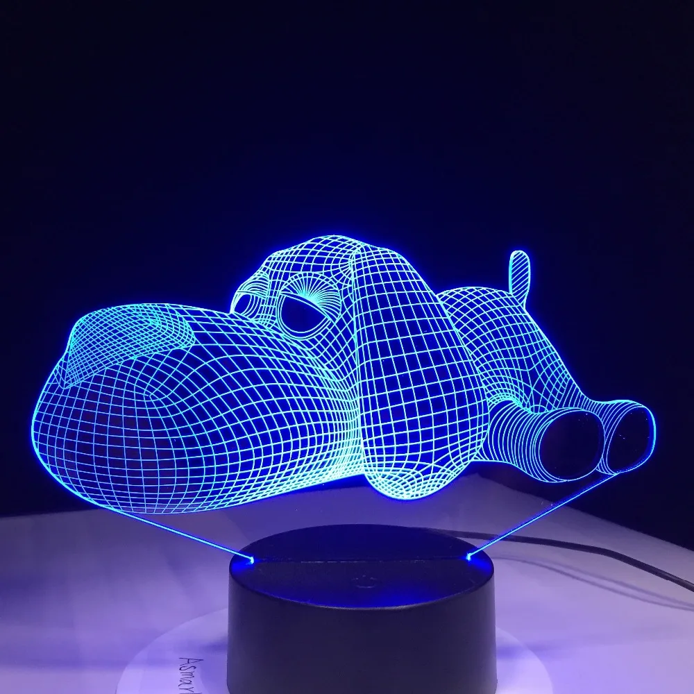 Милая собака лампа 3D Ночник детская игрушка светодиодная сенсорная настольная 7